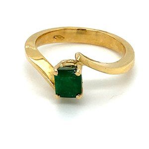 Certified Emerald .85ct Solid 18K Yellow Gold Ring